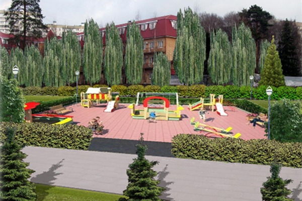 Эскиз благоустроенного участка бульварной зоны в 16 микрорайоне. Изображение с сайта ag.mos.ru
